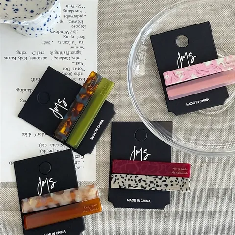 Pinzas para el Cabello de Acetato Elegantes Rectangulares Geométricas Pico de Pato Coloridas Mármol Leopardo para Mujeres Niñas