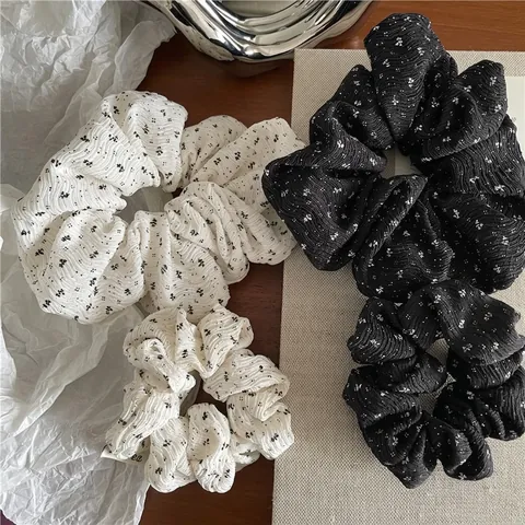 Elastici per Capelli in Tessuto con Pieghe Vintage per Donna Carino Floreale Pois Porta Coda di Cavallo Accessori Capelli