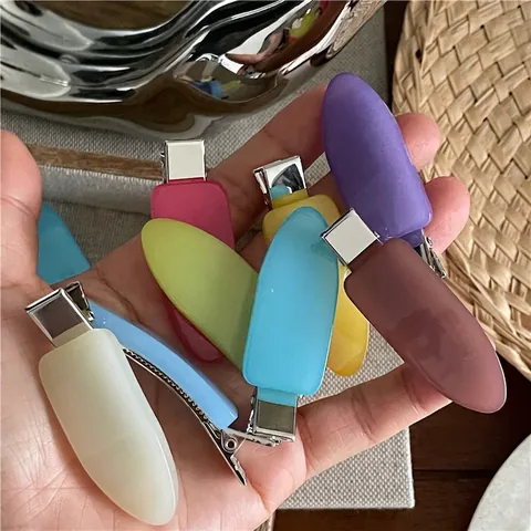 Fermaglio per Capelli a Goccia d'Acqua Opaco in Gelatina Forcina a Becco d'Anatra in Plastica Colorata Clip Laterale per Ragazze