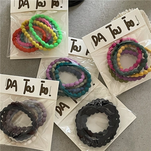 Lindas Gomas Elásticas Para El Cabello De Colores Con Textura Ondulada De Alta Elasticidad Para Mujeres Niñas Tela Suave