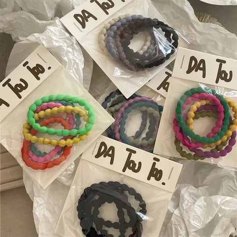 Lindas Gomas Elásticas Para El Cabello De Colores Con Textura Ondulada De Alta Elasticidad Para Mujeres Niñas Tela Suave