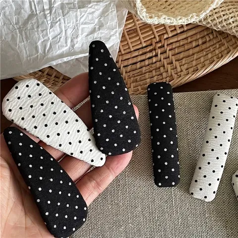 Fermagli per Capelli in Tessuto a Pois Vintage per Donna Geometrici a Goccia d'Acqua Rettangolari Fermagli BB Accessori
