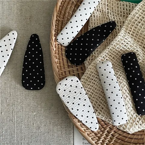 Fermagli per Capelli in Tessuto a Pois Vintage per Donna Geometrici a Goccia d'Acqua Rettangolari Fermagli BB Accessori