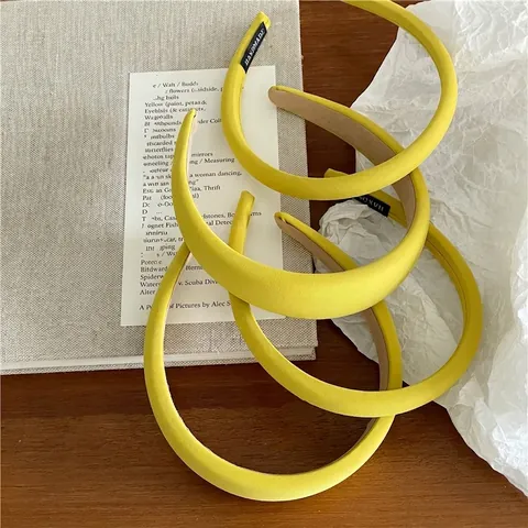 Damen Mode Gelb Gepolstertes Stoff Haarband Texturierte Schwamm Haarreifen Diagonalmuster Für Alltag Pendeln Retro Kopfschmuck