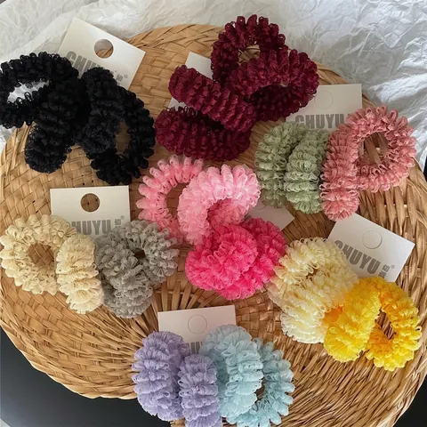 Koreanischer Stil Frische Süße Netzgewebe Haargummis Geometrische Bunte Plissierte Haarbänder Elastische Pferdeschwanzhalter Mode Haarschmuck Damen