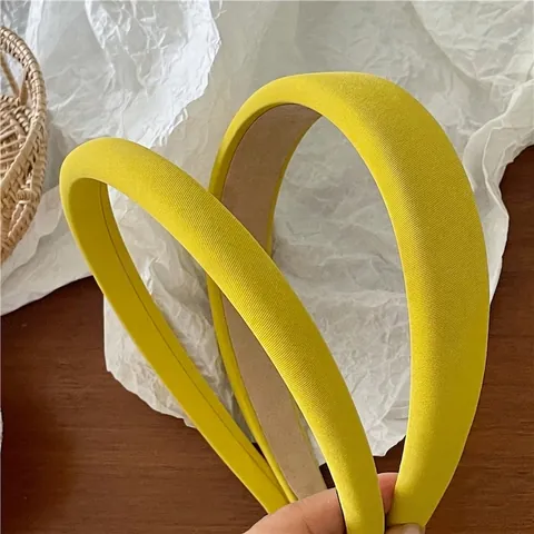 Damen Mode Gelb Gepolstertes Stoff Haarband Texturierte Schwamm Haarreifen Diagonalmuster Für Alltag Pendeln Retro Kopfschmuck