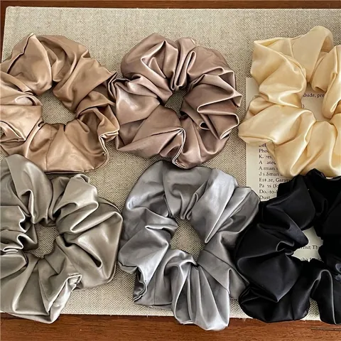 Chouchou Élégant en Tissu Satiné Haute Élasticité Élastiques à Cheveux Porte-queue de Cheval pour Femmes Filles Accessoires