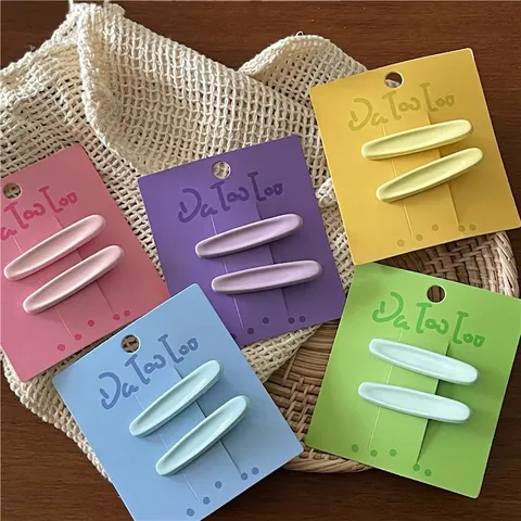 Juego de Pinzas para el Cabello Ovaladas de Metal Estilo Coreano Color Macarrón para Mujeres Niñas Clips de Pico de Pato Lacados Mate Accesorios