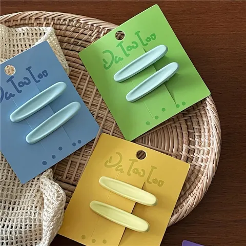 Juego de Pinzas para el Cabello Ovaladas de Metal Estilo Coreano Color Macarrón para Mujeres Niñas Clips de Pico de Pato Lacados Mate Accesorios