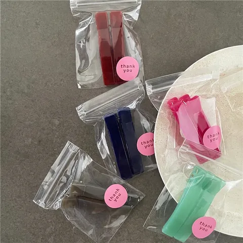 Colorful Jelly Texture Rectangular Hair Clips Set For Women Girls Plastic Acrylic Duckbill Hair Pins Daily Sweet Hair Accessories
