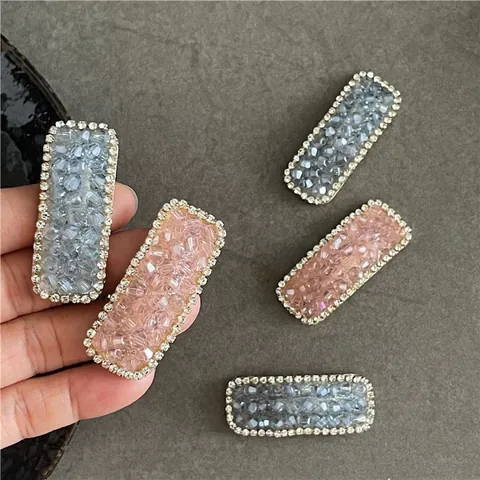 Handgefertigte Geometrische Rechteckige Strass BB Spange Für Damen Elegante Funkelnde Legierung Haarschmuck Hochzeit Schmuck