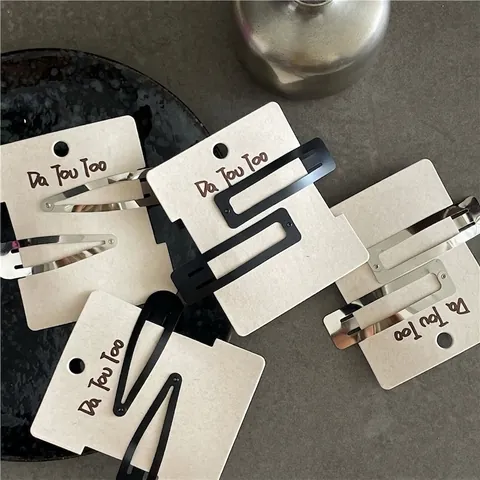 Set di Fermagli per Capelli BB in Metallo Nero Opaco Argento Minimalista per Donna Stile Coreano Accessori per Capelli Geometrici