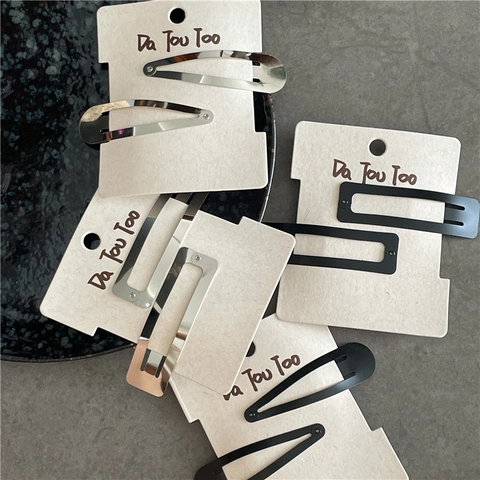 Set di Fermagli per Capelli BB in Metallo Nero Opaco Argento Minimalista per Donna Stile Coreano Accessori per Capelli Geometrici
