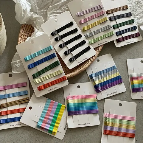 Barrettes à Cheveux Colorées Ondulées pour Femmes Épingles en Métal Mat Style Doux Coréen Accessoires Cheveux pour Filles