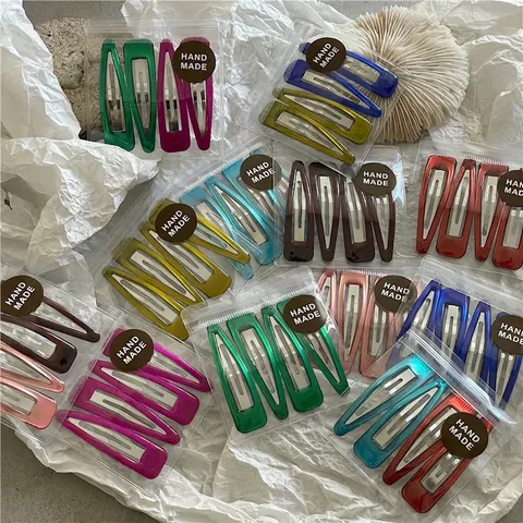 Korean Style Alloy Colorful Oil Dripped Water Drop BB Hair Clips Set For Women Girls Candy Color Side Fringe Clips Hair Accessories