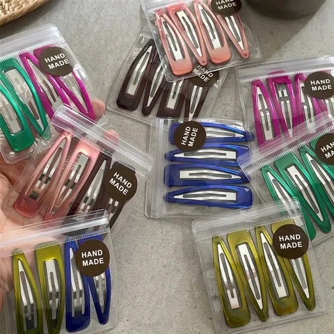 Korean Style Alloy Colorful Oil Dripped Water Drop BB Hair Clips Set For Women Girls Candy Color Side Fringe Clips Hair Accessories