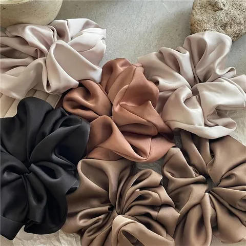 Elegant Large Satin Scrunchies For Women Soft Silky Hair Ties Elastic Ponytail Holders High Gloss Hair Accessories