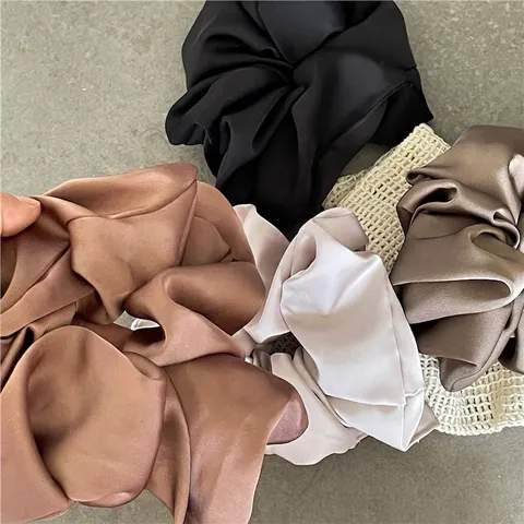 Elegant Large Satin Scrunchies For Women Soft Silky Hair Ties Elastic Ponytail Holders High Gloss Hair Accessories
