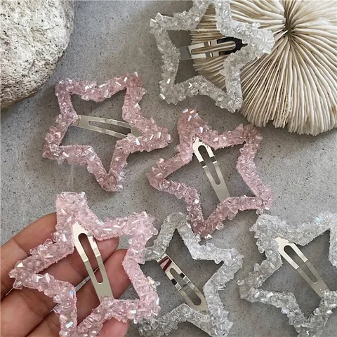 Fermaglio per Capelli Coreano a Forma di Stella con Strass Lussuoso Cristallo Artificiale Clip BB a Stella per Donna Accessori