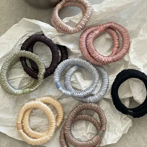 Korean High Elasticity Pleated Satin Scrunchies Morandi Colors Solid Hair Ties For Women Daily Ponytail Holder Jewelry