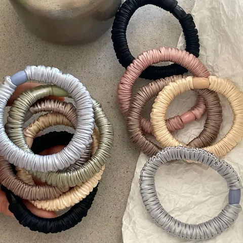 Korean High Elasticity Pleated Satin Scrunchies Morandi Colors Solid Hair Ties For Women Daily Ponytail Holder Jewelry
