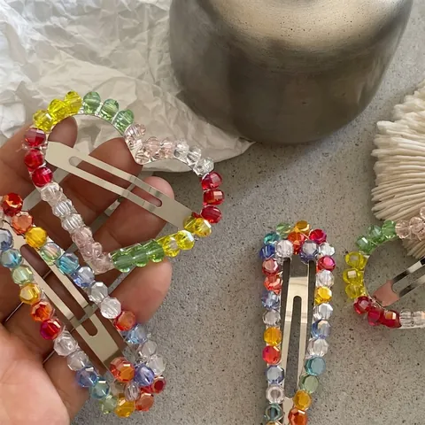 Barrette à Cliquet de Luxe en Alliage Strass Perles Cœur Goutte d'Eau Accessoire de Cheveux Style Coréen pour Femmes Cadeau de Fête