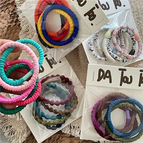 Juego de Coleteros de Tela Plisada de Colores para Mujeres Niñas Diademas Elásticas con Volantes Accesorios Color Macaron