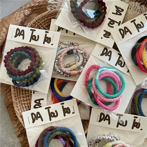 Juego de Coleteros de Tela Plisada de Colores para Mujeres Niñas Diademas Elásticas con Volantes Accesorios Color Macaron