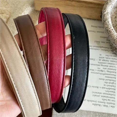 Vintage Minimalist PU Leather Stitched Solid Color Headband Fashion Simple Hair Hoop Hairpin For Women Daily Accessory