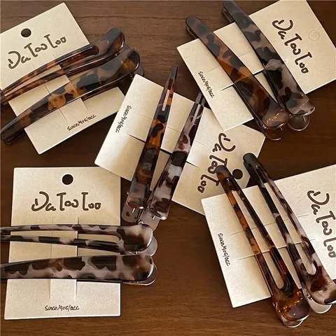 Fermagli per Capelli Vintage con Stampa Leopardata in Acetato Tartarugato a Becco d'Anatra Stile Coreano Donna Accessori