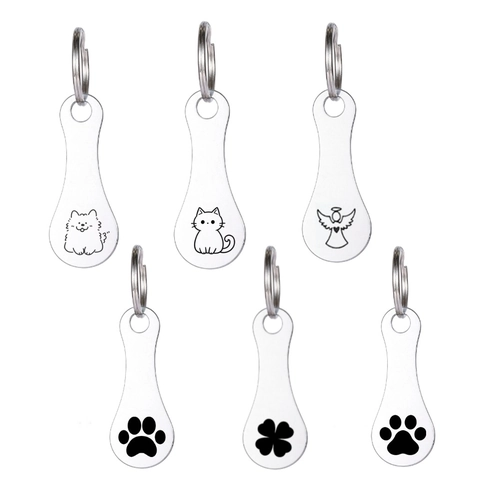 Edelstahl Schlüsselanhänger Anhänger Cartoon Hund Katze Engel Supermarkt Einkaufswagen Token Schlüsselring Haustier ID Tag Zubehör