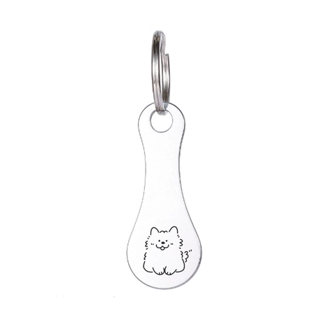 Edelstahl Schlüsselanhänger Anhänger Cartoon Hund Katze Engel Supermarkt Einkaufswagen Token Schlüsselring Haustier ID Tag Zubehör