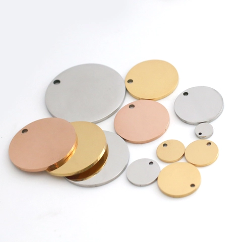 Edelstahl Rund Anhänger Blanko Tags Spiegelpoliert Metall Kreise Für Gravur DIY Schmuckherstellung Zubehör Haustier ID Tags