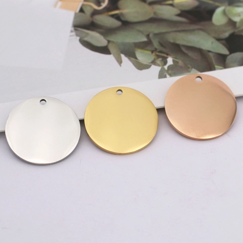 Edelstahl Rund Anhänger Blanko Tags Spiegelpoliert Metall Kreise Für Gravur DIY Schmuckherstellung Zubehör Haustier ID Tags
