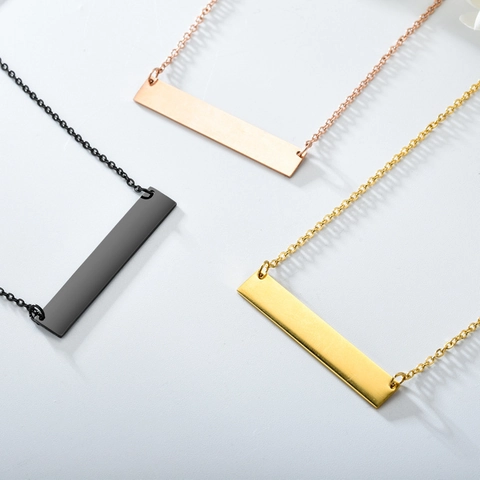 Collar Con Colgante De Barra Minimalista Acero Inoxidable 304 Cadena De Clavícula Galvanizada Joyería Unisex