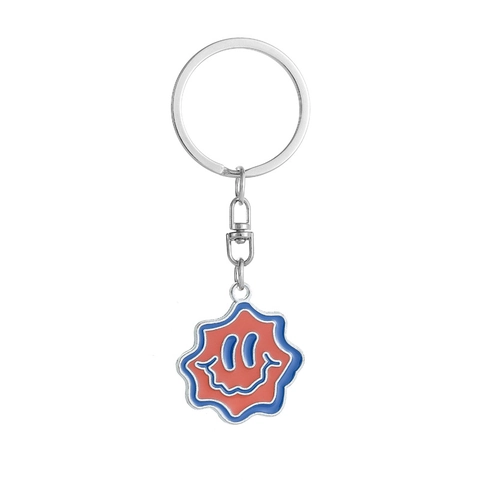 Lustiger Smiley Gesicht Metall Schlüsselanhänger Zinklegierung Wellenrand Emaille Tropföl Schlüsselring Anhänger Für Auto Tasche