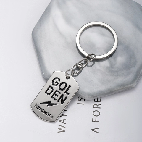 Portachiavi in Metallo Dog Tag Militare GOLDEN Hardware Inciso Fulmine Hip Hop Stile Punk Portachiavi per Zaino Studente Decor