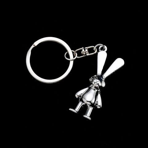 Cartoon Konijn Zinklegering Metalen Sleutelhanger Schattig Zilveren Dierlijke Hanger Sleutelring Voor Rugzak Decoratie Sieraden