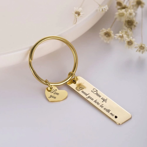 Portachiavi in Acciaio Inossidabile Con Scritta Drive Safe I Need You Here With Me Ciondolo a Cuore Gioielli Regalo per Coppie