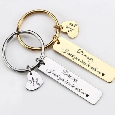 Portachiavi in Acciaio Inossidabile Con Scritta Drive Safe I Need You Here With Me Ciondolo a Cuore Gioielli Regalo per Coppie