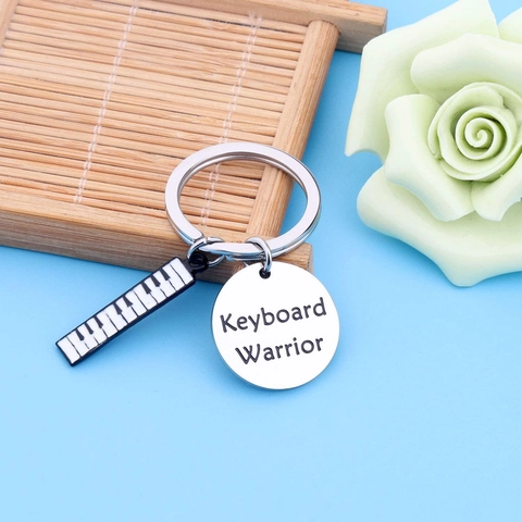 Stainless Steel Piano Keyboard Keychain Music Lover Gift Keyboard Warrior Round Pendant Music Student Keychain Backpack Charm