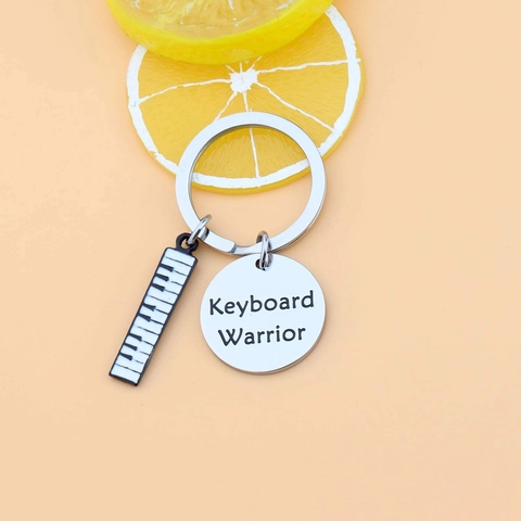 Stainless Steel Piano Keyboard Keychain Music Lover Gift Keyboard Warrior Round Pendant Music Student Keychain Backpack Charm