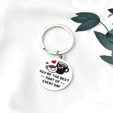 Portachiavi di Coppia in Acciaio Inossidabile You Are The Best Part Of Every Day Ciondolo Cuore Tazza da Caffè Regalo Romantico