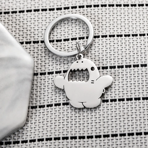 Cartoon Monster Stainless Steel Keychain Shark Mouth Hollow Pendant Funny Gift For Friends Family Car Key Ring Bag Decor
