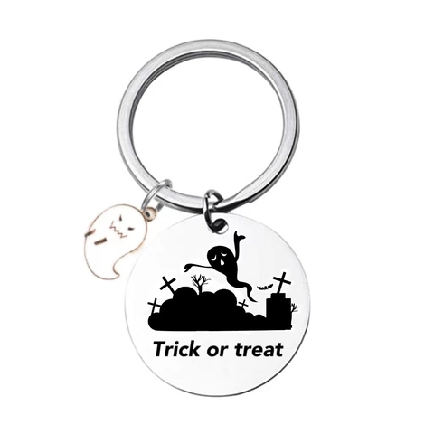 Halloween Schlüsselanhänger Aus Edelstahl Kürbis Geist Skelett Trick Or Treat Anhänger Metall Schlüsselring Festliches Party Geschenk