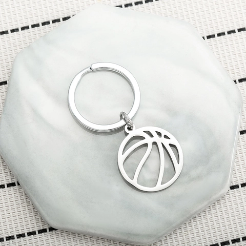 Stainless Steel Basketball Keychain Sporty Hollow Pattern Ball Pendant Key Ring For Men Boyfriend Sports Fans Gift Jewelry