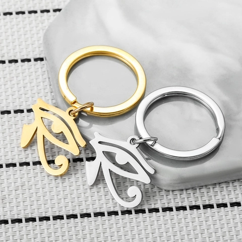 Stainless Steel Horus Eye Keychain Ancient Egyptian Mysterious Evil Eye Key Ring For Men Women Accessories Jewelry Gift