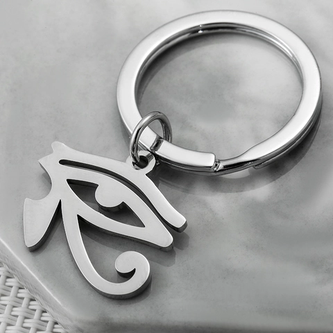 Stainless Steel Horus Eye Keychain Ancient Egyptian Mysterious Evil Eye Key Ring For Men Women Accessories Jewelry Gift
