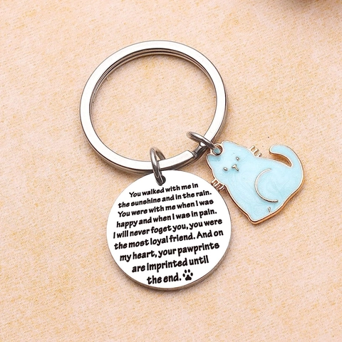 Edelstahl Haustier Gedenk Schlüsselanhänger Graviertes Gedicht Katzenanhänger Pfotenabdruck Geschenk Für Katzenliebhaber Schmuck