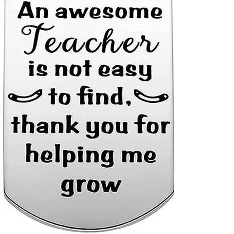 Teacher Appreciation Keychain Stainless Steel Rainbow Charm Engraved Message Gift For Awesome Teacher Metal Keyring Back To School